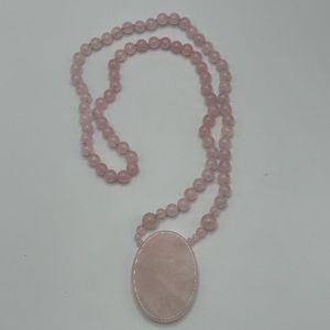 Lee Sands Rose Quartz Gemstone Pendant Rope Necklace NIB